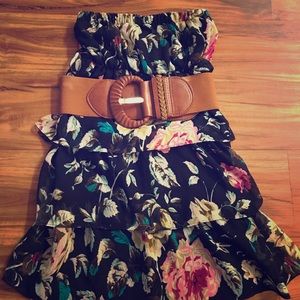 Floral strapless dress